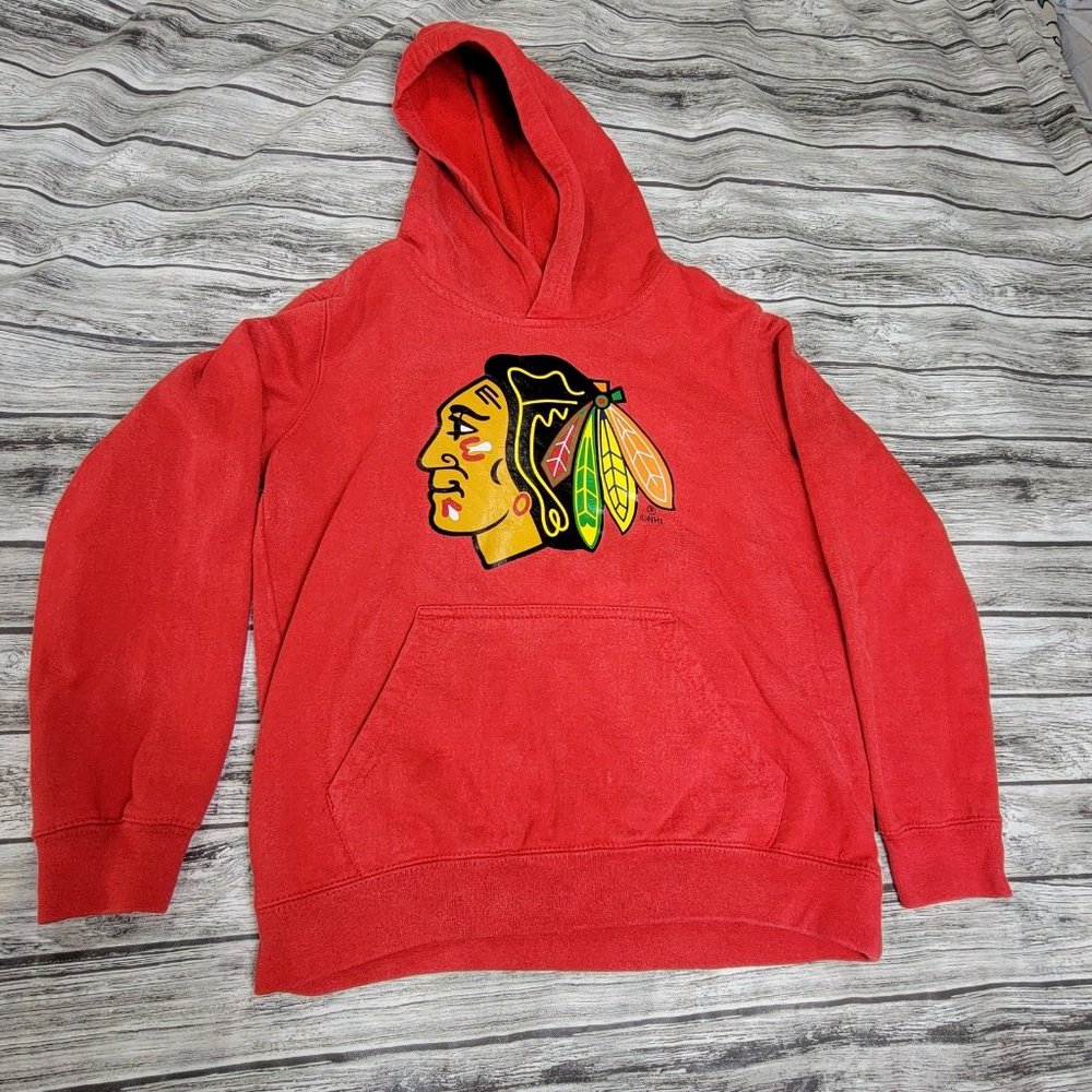 Chicago Blackhawks NHL Pullover Hoodie Sweatshirt Youth Boys Size 10 12 Medium